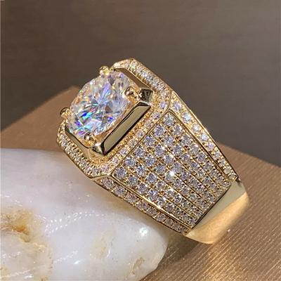 Charm Klasik Erkek Yüzük Altın Düğün Nişan Teklifi Yüzük Ölçüsü 8-13