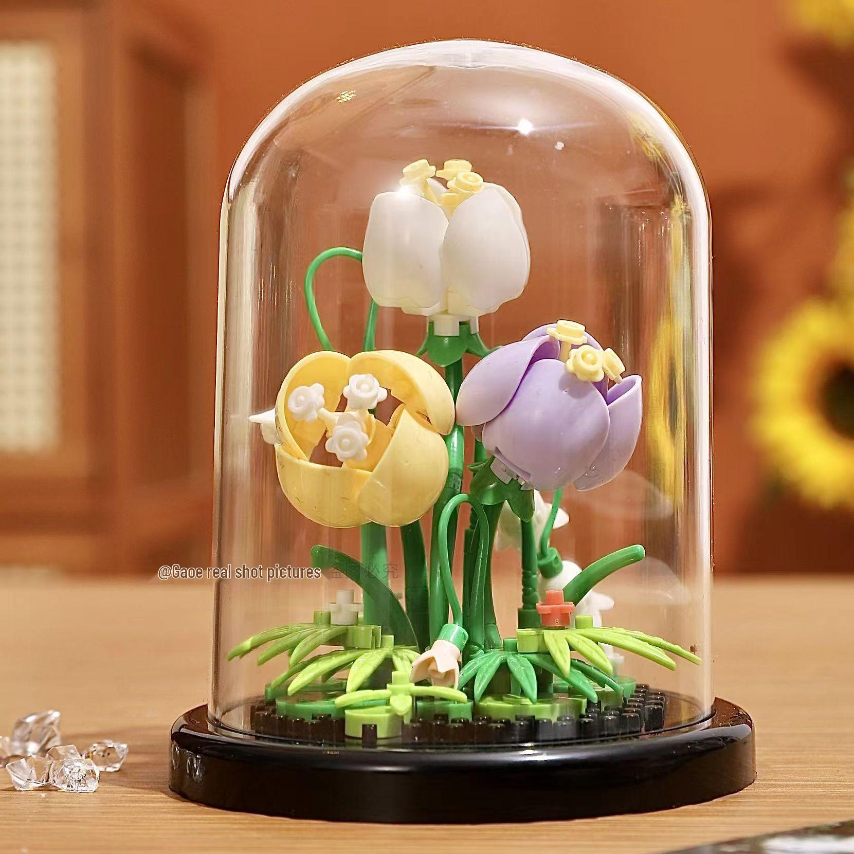 Подарок ко Дню учителя: Совместимый с Lego строительный блок Суккулентный букет и фигурки