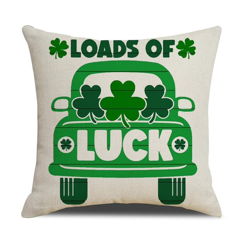 St. Patrick's Day New Sofa Cushion Cover Green Car Four-Leaf Clover Oktoberfest Linen Cushion