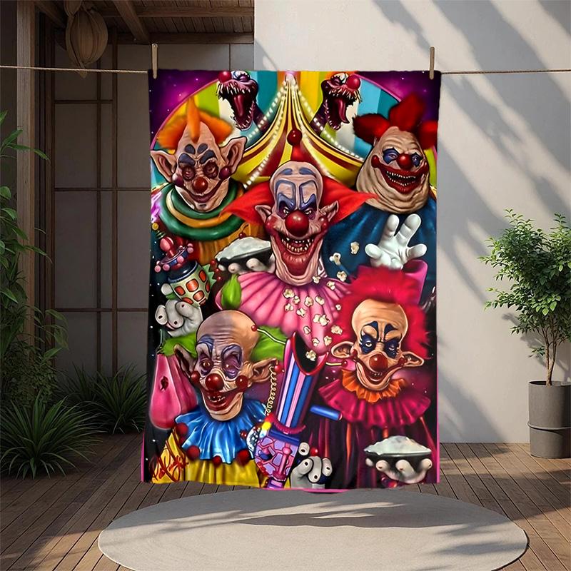 Hororový klaun Cirkus Flanelová deka Měkká teplá Celoroční přehoz, Design pro kempování, Cestování autem, Turistiku Pohovka, Postel, Kancelář Perfektní dárek na večírky