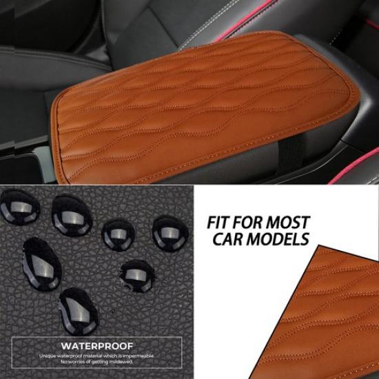 Best Leather Center Console Lid Armrest Cover Trim For UniversalityCayenne Red