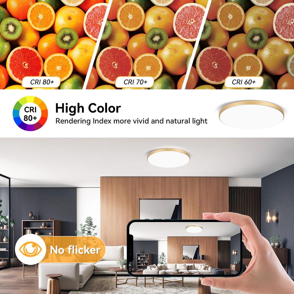 Lampă de Tavan Aurie Lumină de Tavan LED 220V 3 Culori Panou LED Ultra Subțire Iluminat Pentru Bucătărie Dormitor Sufragerie