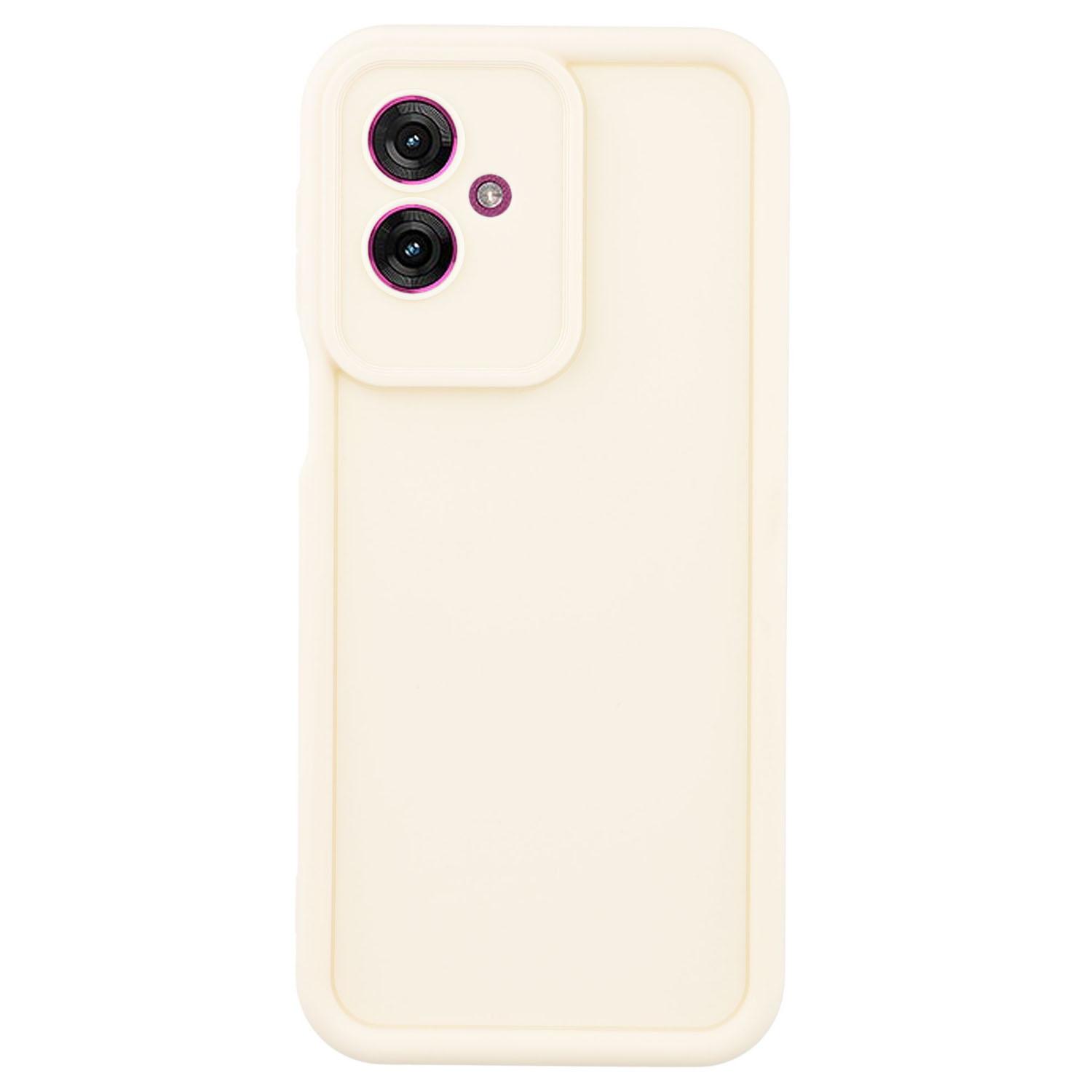 

For Motorola Moto G55 5G Case Grooved Design TPU Anti Slip Phone Cover Beige