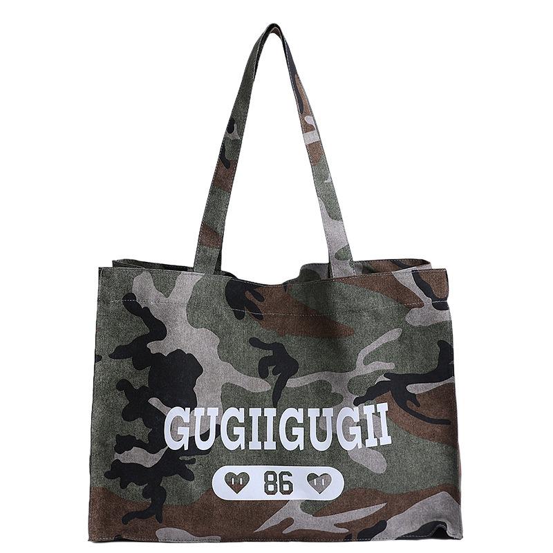 Camouflage denim canvas bag women's new fashion large-capacity tote bag casual versatile underarm shoulder bag