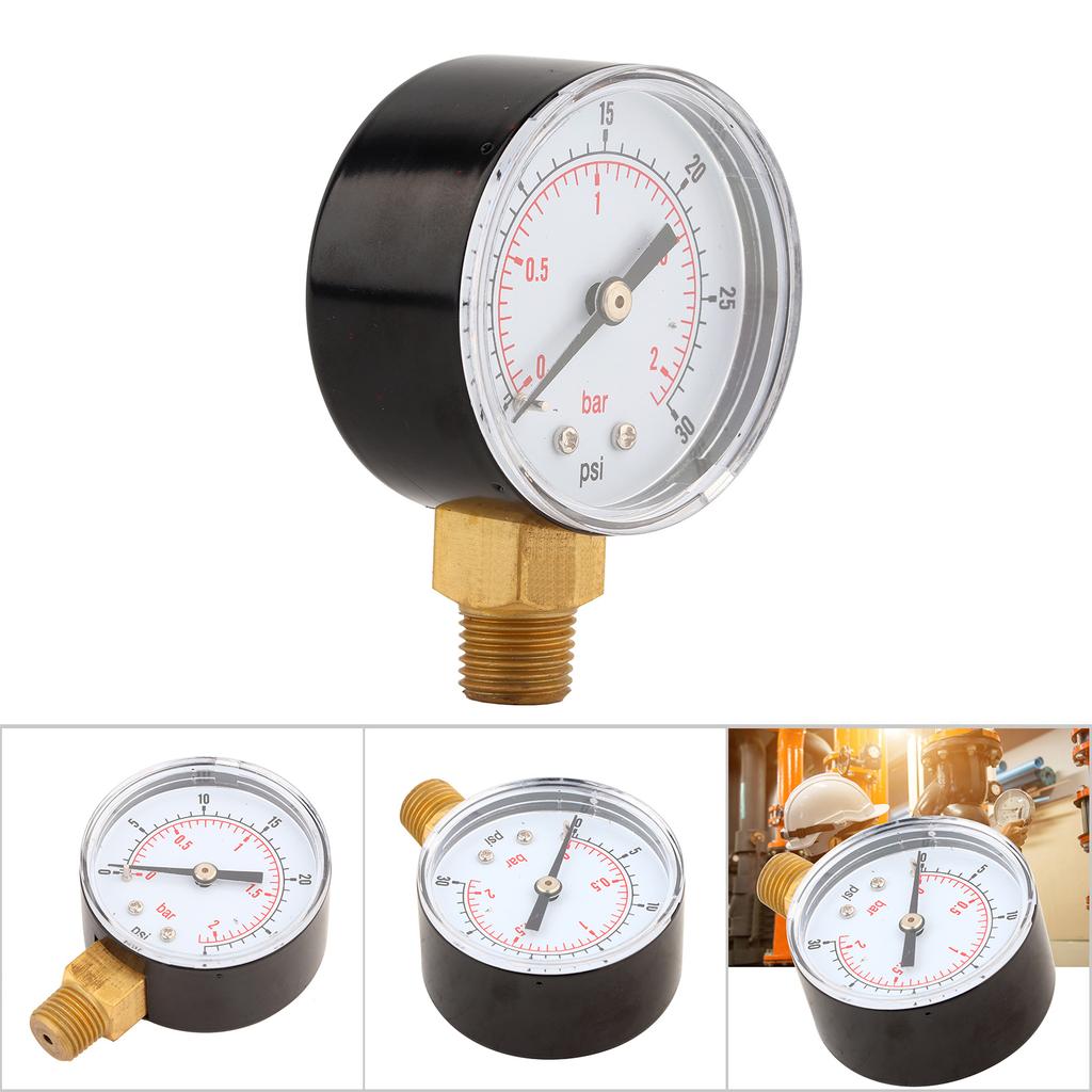 Pressure Gauge 50mm 1Celsius4 BSPT Brass Thread for Fuel   Oil Gas Water (0-15PSI 0-1Bar)
