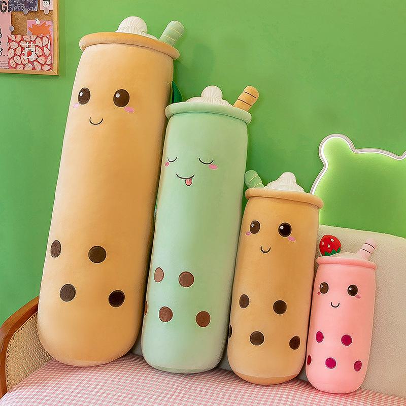 Large Cute Fruit Milk Tea Cup Long Throw Pillow Plush Toy Milk Tea Cup Shape Plush Toy Sleeping Pillow