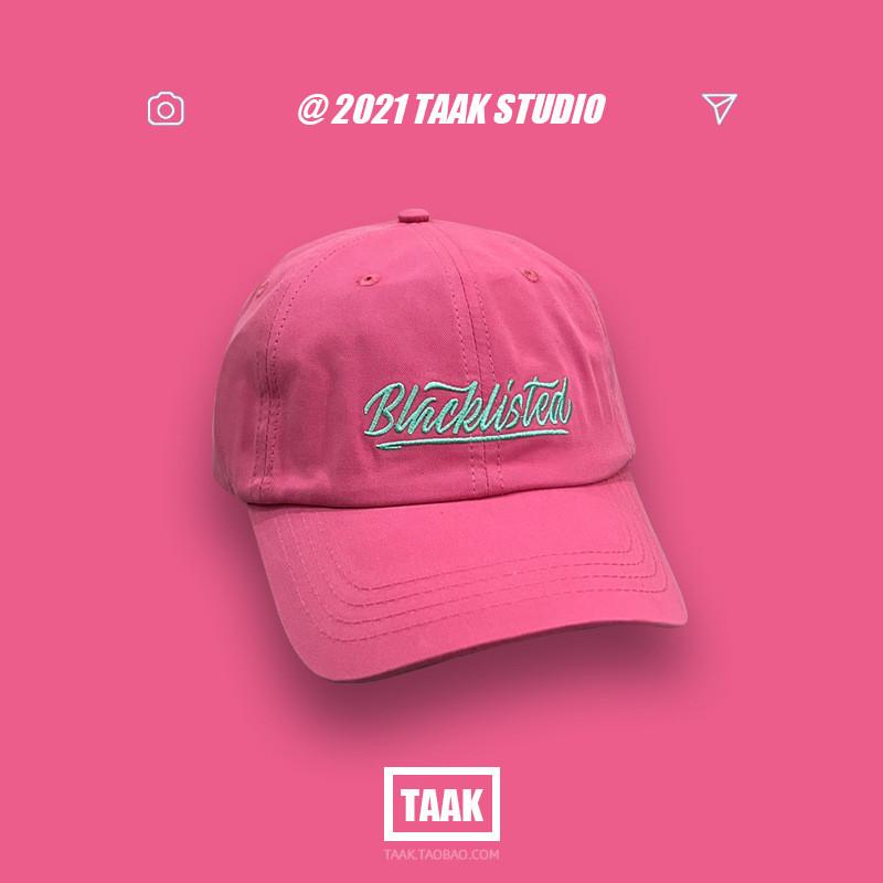 Trendy Magenta Cotton Baseball Cap For Women With Letter Embroidery Summer Hat