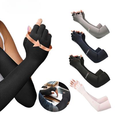 1 Paar lange Kompressionshandschuhe aus Kupfer gegen Arthritis – mit Kupfer angereicherte Handschuhe mit extra langer Passform für Damen und Herren – zum Tippen am Computer, RSI
