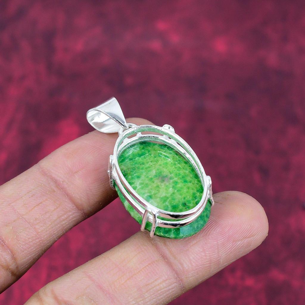 Smaragd Anhänger, 925 Sterling Silber Anhänger Edelstein Schmuck, handgefertigter Anhänger erstaunlicher Schmuck, Geschenk für Sie