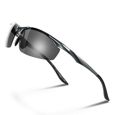 [Glazata] Polarisierte Sportsonnenbrille Farbwechselnd Dimmbar Polarisierte Brille Tag und Nacht Ultraleicht Metall UV400 UV-Schutz