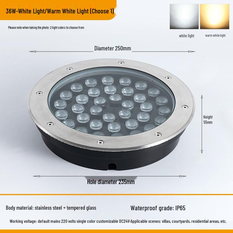 Ultra-Thin Waterproof LED In-Ground Courtyard Spotlight for Garden Decoration