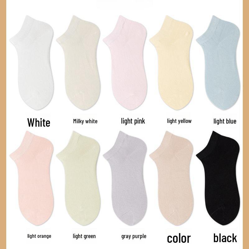 Women's Breathable Summer Boat Socks - Lightweight, Sweat-Absorbent, Deodorant Solid Color Short Socks for Sports