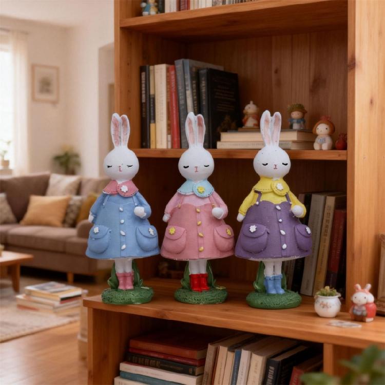 Elegant Rabbit With Dress Display Piece Easter Party Supplies Seasonal Home Accent Suitable For Various Interior Styles
