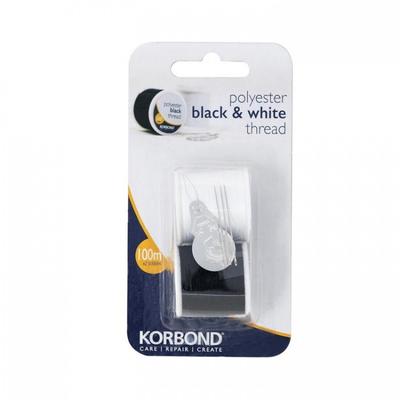 Korbond Hilo de Poliéster Blanco y Negro 2pk