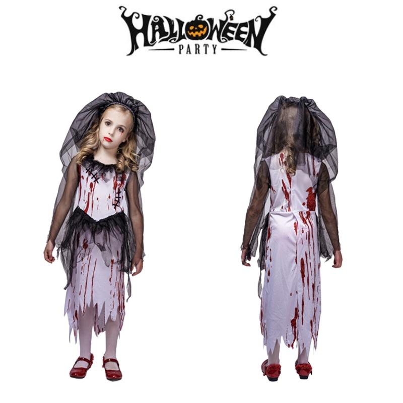 Kid Ghost Bloody Bride Cosplay Costume For Halloween Party Prop