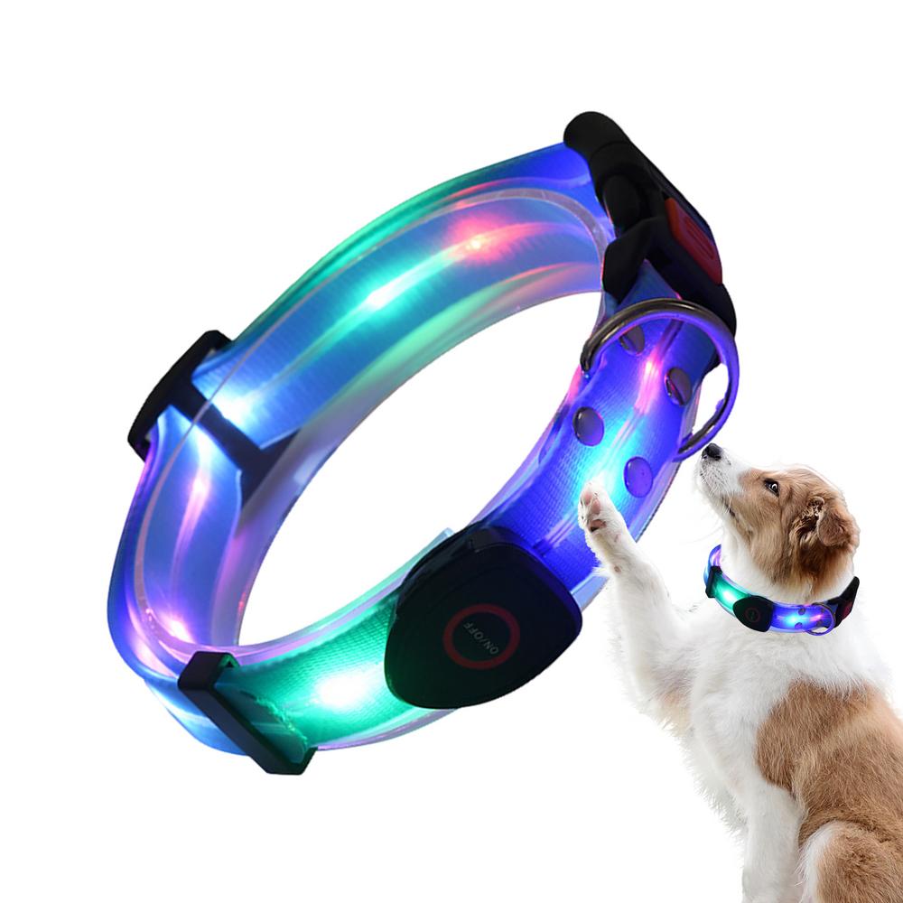 Dog Led Light Up Collar Rechargeable Waterproof Glowing Adjustable Dog Collar Weather Proof Dog Lights For Night Walking