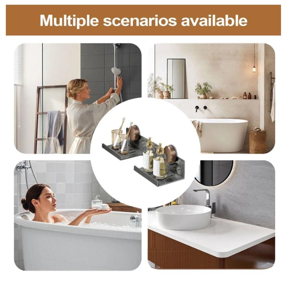 Wall Mounted Bathroom Sink Shelf Over Faucet Suction Cup U-Shaped Storage Rack  Vanity Storage
