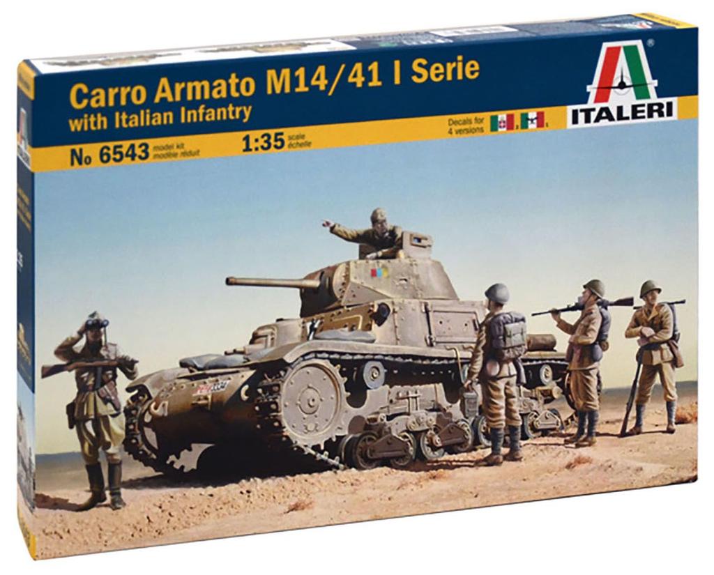 PLATZ Italeri WW2 Italian Carlo Armato Serie I with Infantry Figure Plastic Model IT6543 1/35 M14/40 (Tank)