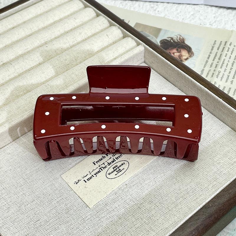 Ancola Wine Red Polka Dot Acrylic Claw Hair Clip