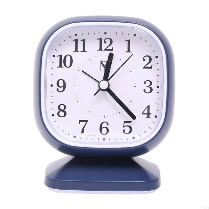62KD Stylish Quiet Alarm Clock with Arabic Numerals Battery Operated No Ticking Analog Desk Clock for Children Bedroom