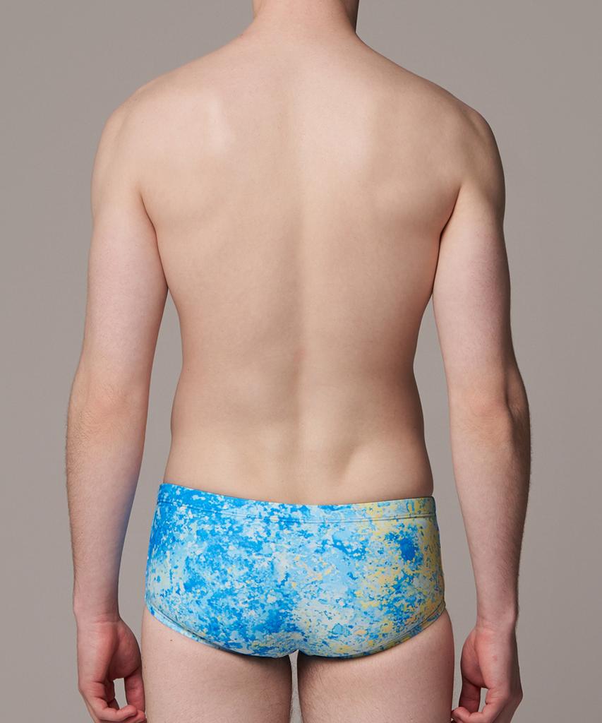 Laelliseupocheu [Osmr687 Mlt] Blue Volcano Short Square Briefs Men'S Swimwear Multi
