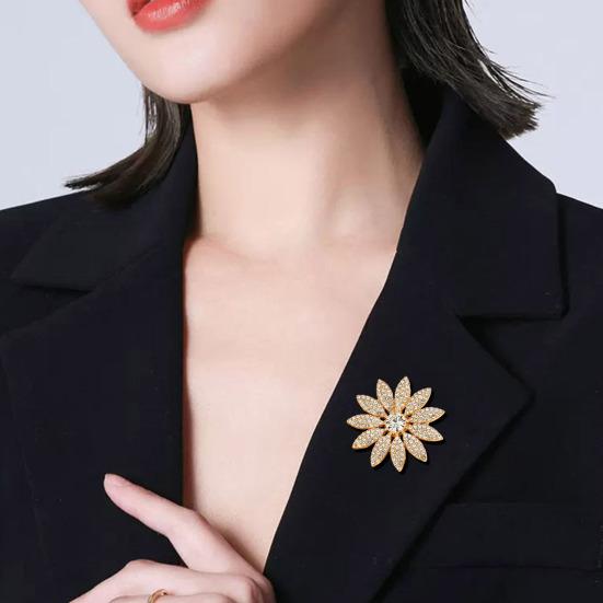 Spilla a Forma di Girasole Rotonda in Lega, Distintivo da Revers, Accessorio Versatile per Maglioni, Colletti, Cappelli, Borse, Cappotti, Sciarpe