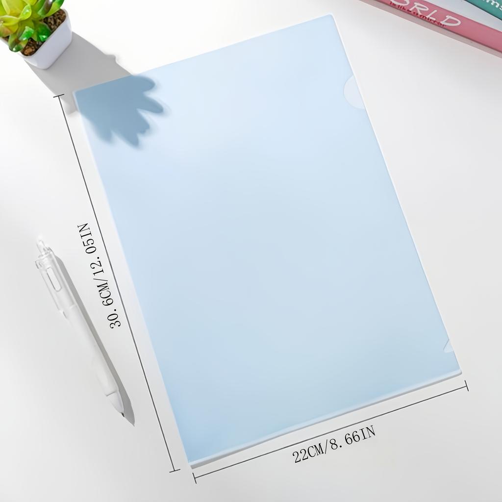 32pcs L-Shaped Transparent File Folders - A4 Size, Durable PP Material, for Organizing Documents,Test Papers and Office Supplies