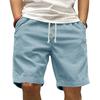Mens Corduroy Casual Shorts with Elastic Waistband Drawstring Adjustable Fit Relaxed Summer Lightweight Shorts for Daily Wear
