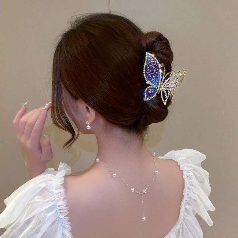 Stylish Glitter Butterfly Hair Clip Metal Hair Accessory For Women Elegant Updos And Low Ponytail
