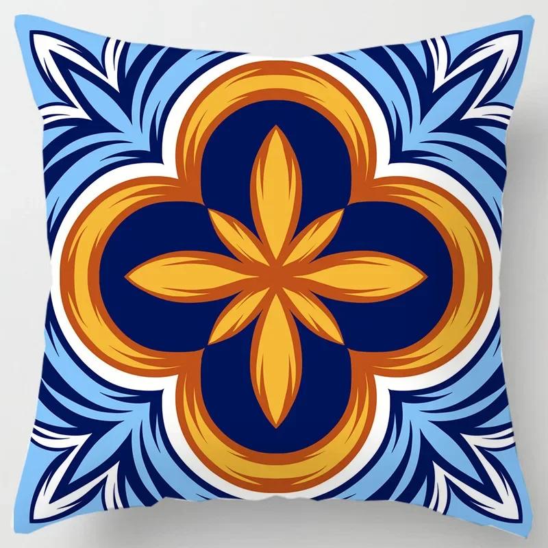 Colorful National Floral Antique Porcelain Print Pillowcase Comfortable Sofa Car Seat Cushion Cover Bohemian Hippie Home Decor