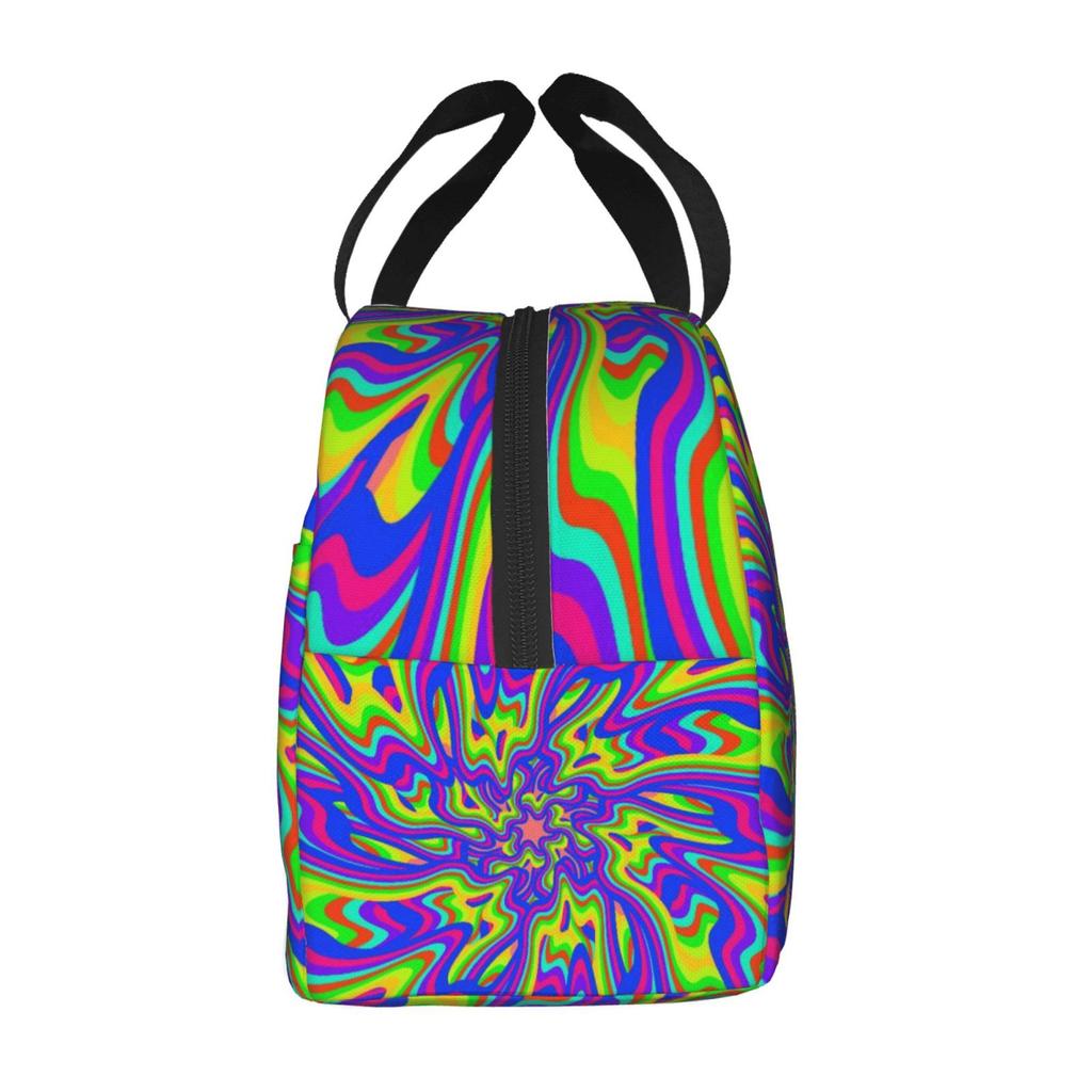 Psychedelic Rainbow Tie Dye Print Portable Lunch Boxes Waterproof Thermal Cooler Food Insulated Lunch Bag Kids School Children