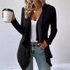 2026 Autumn/Winter Solid Color Ribbed Knit Cardigan - Open Front, Long Sleeve, Casual Women's Sweater