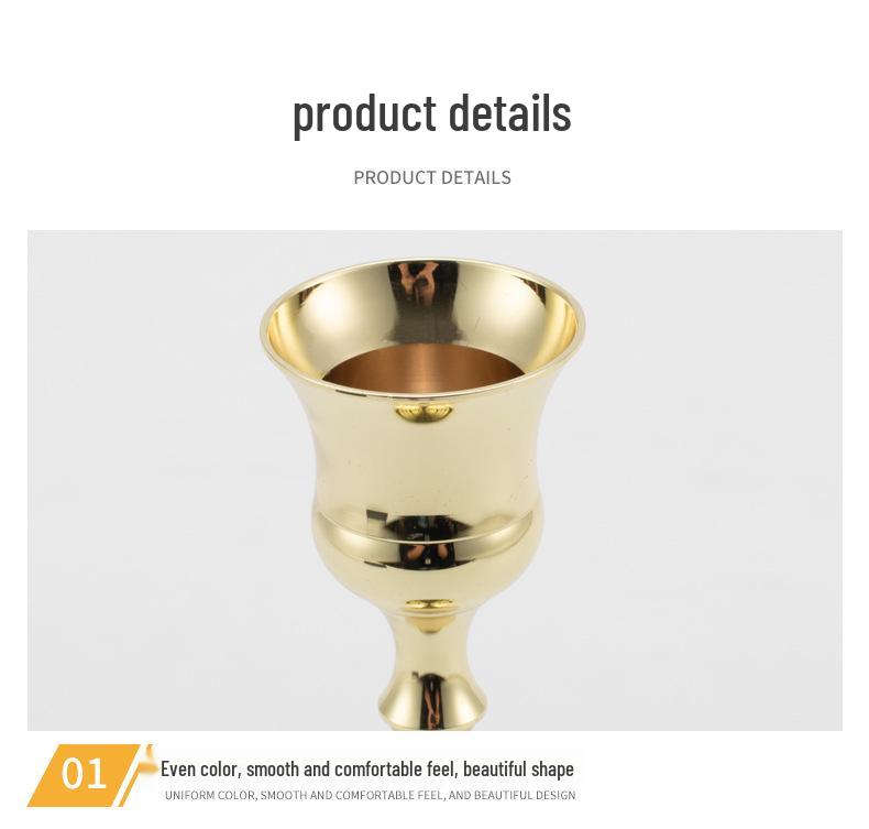 European Style Gold Wrought Iron Small Trumpet Candle Holder for Candlelight Dinner