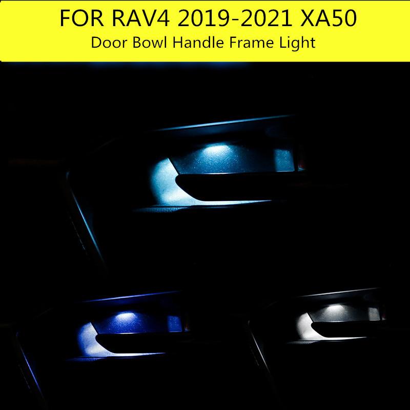 Car LED Door Bowl Armrest Atmosphere Light Interior Lights Decoration Door Bowl Handle Frame Light for Toyota RAV4 2019 2020 RAV4 XA50 white