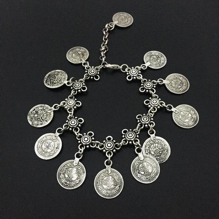 

Цыганская мода богемные браслеты браслеты для женщин этнические макси винтажные украшения монета кисточка шарм пляжные браслеты бохо античный серебряного