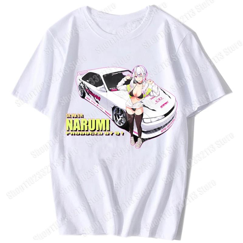 Unisex Anime Girl Car Graphic Tees Shirt Summer Short Sleeve Harajuku Casual Loose Tops Ropa Hombre