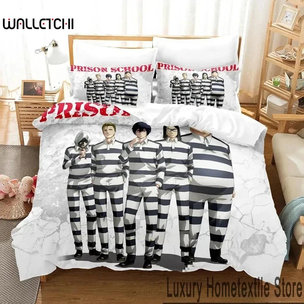 

3D Print Prison School Anime Bedding Set Boys Girls Twin Queen King Size Duvet Cover Pillowcase Bed boys Adult EU Single 135x200cm