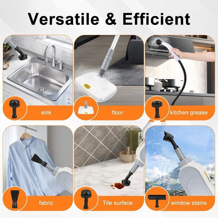 Steam cleaner 1500W, 9 Accessories, Steam 140°C, Tank 500 Ml, Handmade, Carpet, Kitchen, Bathroom, House