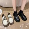 White Small Leather Shoes Women's 2025 Spring and Summer British College Style Lace-up Platform Shoes Round Head Japanese Jk Uniform Shoes