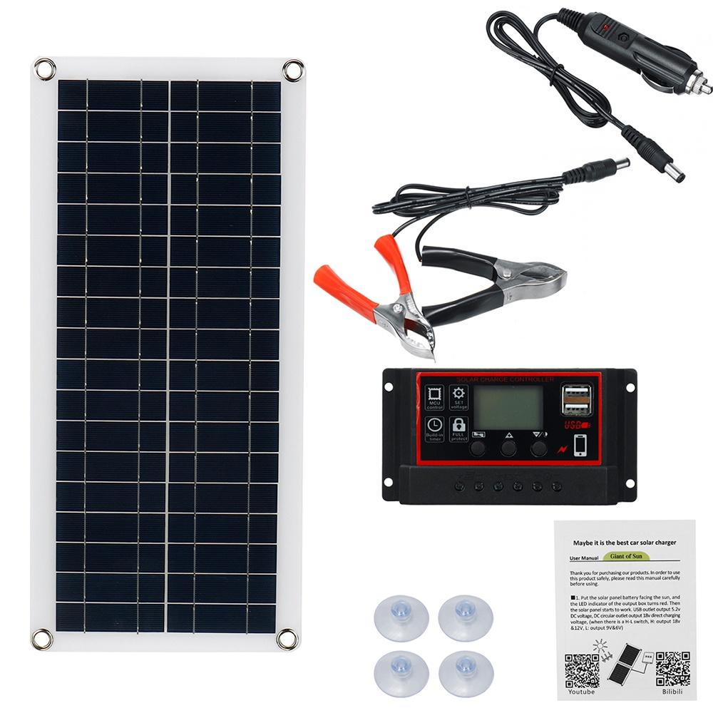 Kit de painel solar portátil de 300 W, 12 V, carregamento USB, controlador de placa de célula solar, células solares à prova d'água para telefone, RV, carro, MP3 PAD