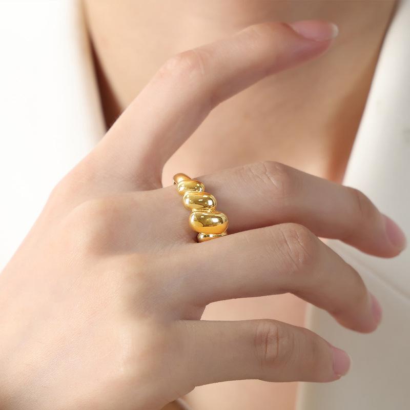 18k Gold Geometric Open Knuckle Ring - Non-Fading Retro Design for Couples