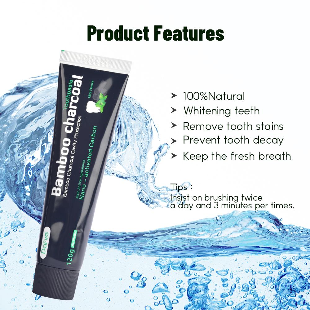 Black Activated Carbon Toothpaste 120g Natural Dental Beauty Removes Bad Breath Peppermint  Tooth Care Drop Shipping