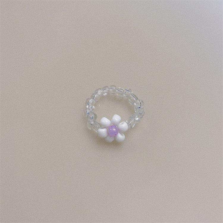 Korean Colorful Beaded Butterfly & Flower Ring for Girls