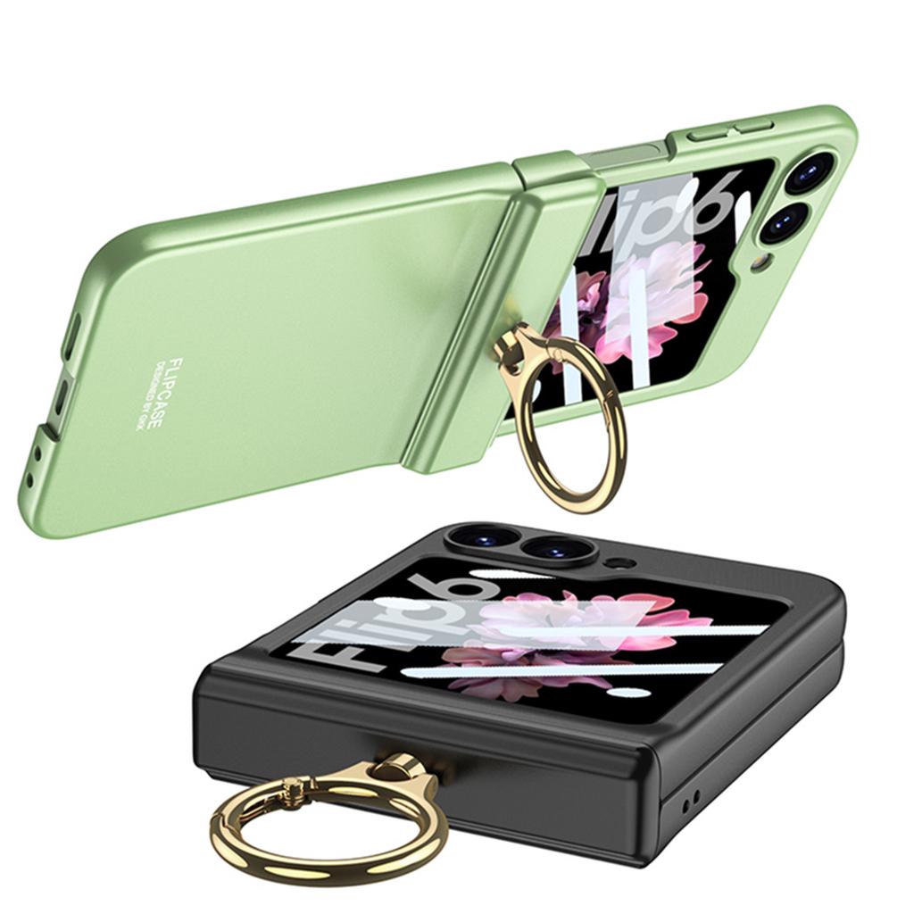 Suitable for Samsung Z Flip6 Protective Case Creative Ring Buckle Magnetic Suction Hinge Center Shaft Full Enclosure Flip6 Anti Fall
