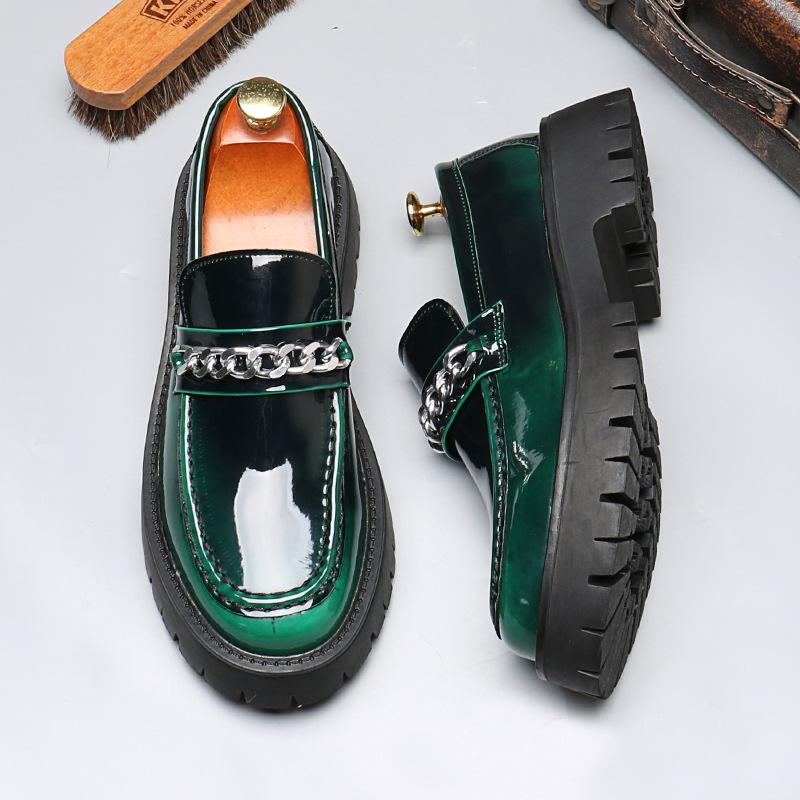 [Order] British Platform Chain Loafers Men's Doudou Shoes Loafers Large Size Foreign Trade