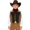 Costume da Cowgirl Western per Bambini Set Gilet Frangiato Bordatura in Nastro Dorato Bottoni a Pressione Cappello a Tesa Larga Bandana Outfit