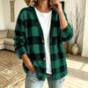Women's Casual Plaid Cardigan V-Neck Loose Fit Open Front Jacket