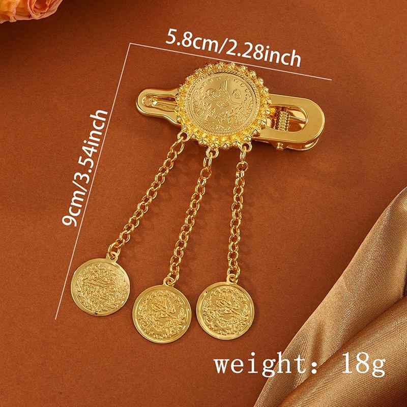 

Золотистый цвет сплава, полые монеты с цветком, кисточка, заколка для волос, женские аксессуары для волос