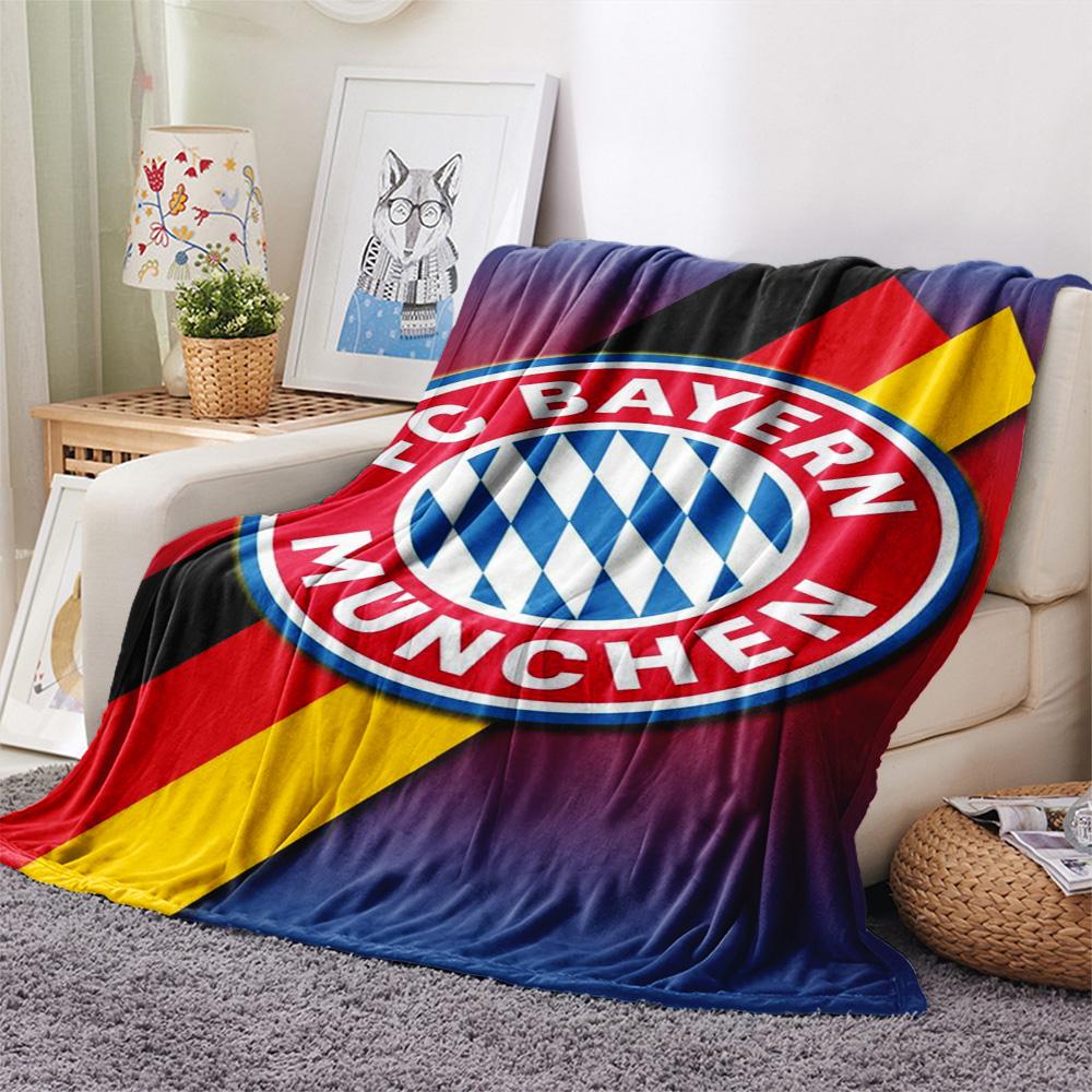 1Pc FC Bayern München Print Flannel Blanket High Quality Warm Comfortable Cover for All Seasons Perfect for Gifts Home Decor