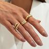 Hip-Hop Style Metal Pleated Open Ring Set, Simple Glossy Water Drop Hug Ring Woman